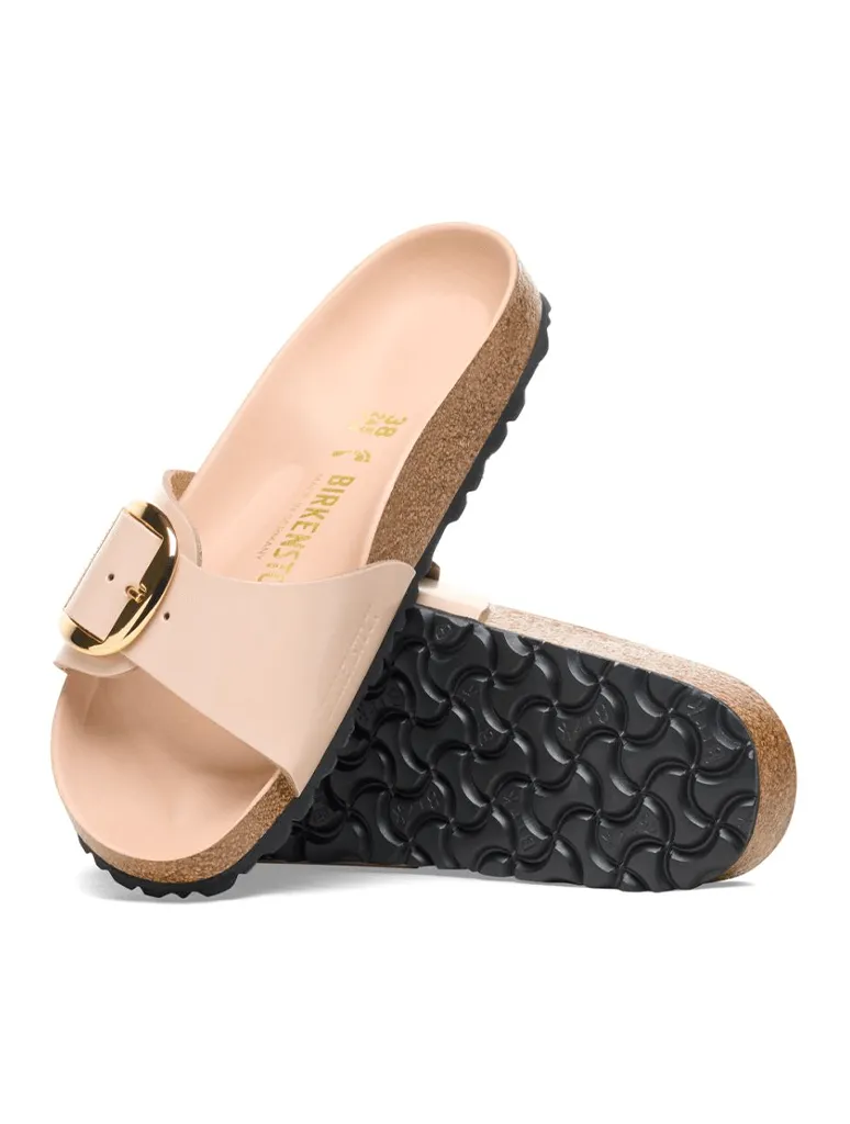 Birkenstock Madrid Big Buckle Sandal in High Shine New Beige