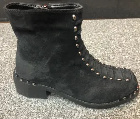 Black Lace-up Suede Rugged Boots