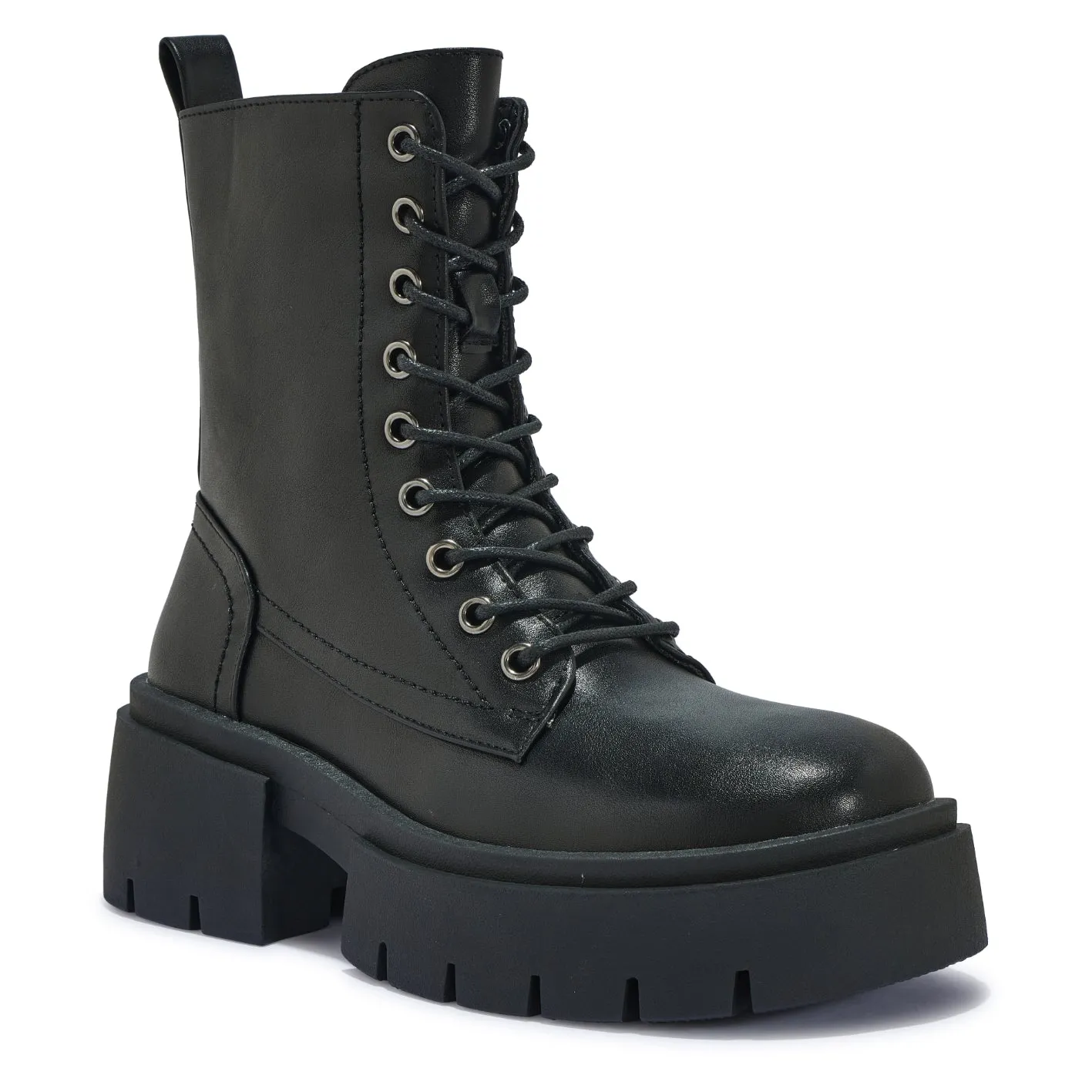 BRAZIL20 CHUNKY CLEATED PLATFORM LACE UP ANKLE BOOT