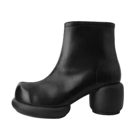Bubble Heel Boot Black Vegan Leather