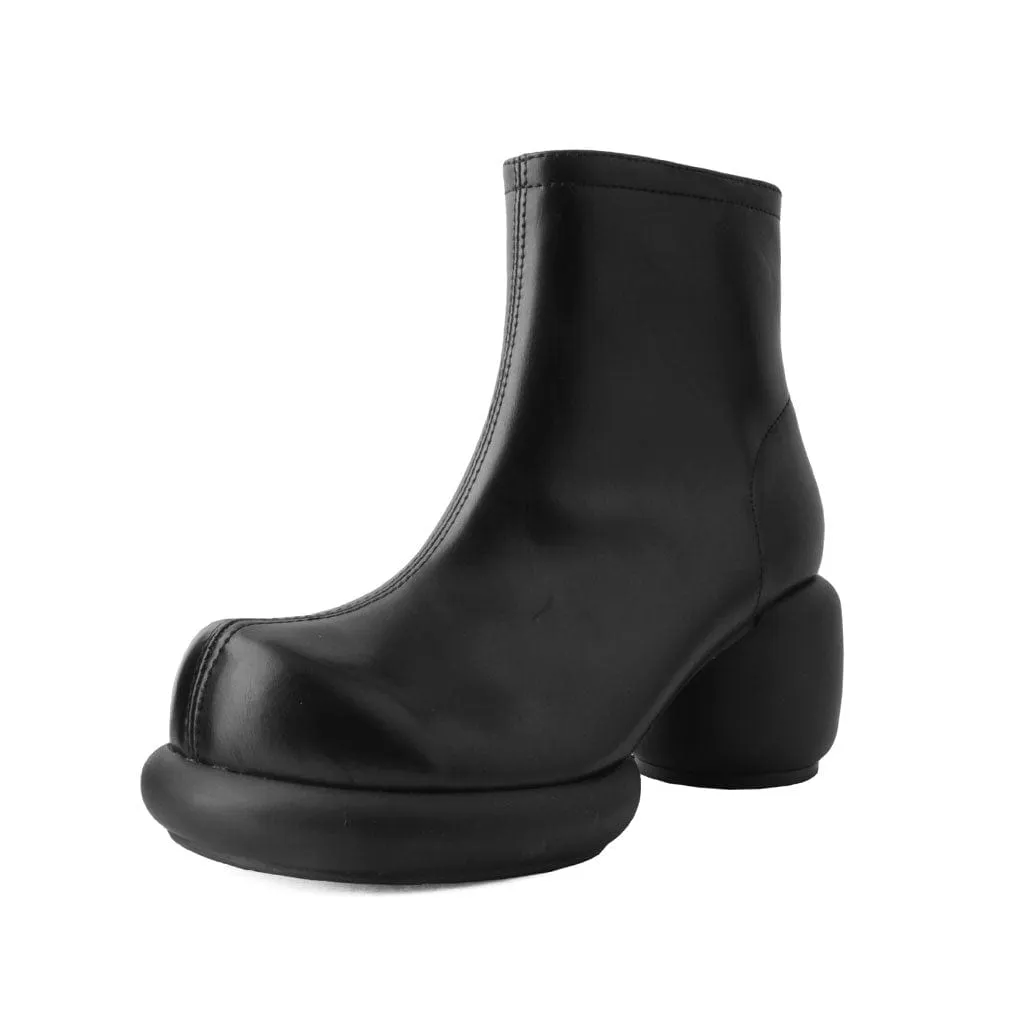 Bubble Heel Boot Black Vegan Leather