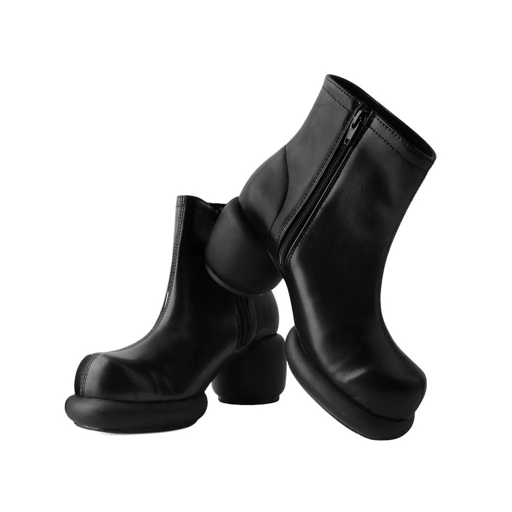 Bubble Heel Boot Black Vegan Leather