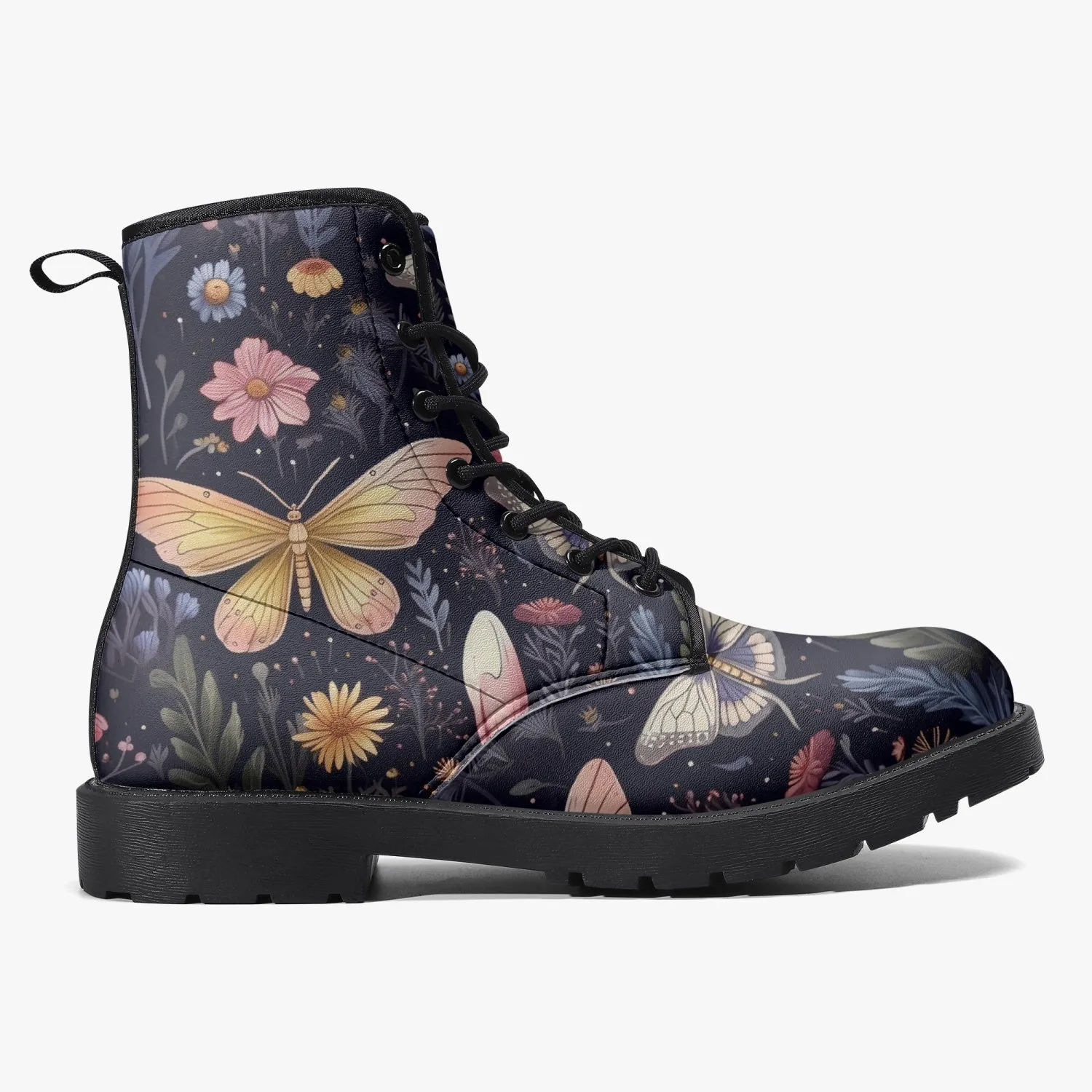 CottageCore Vegan Leather Boots - Floral ForestCore Boots (JPCC1)