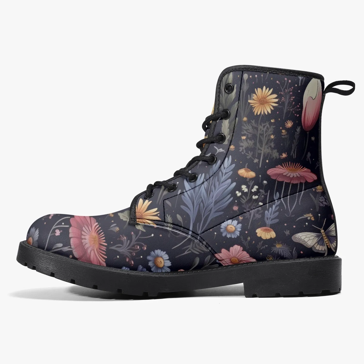 CottageCore Vegan Leather Boots - Floral ForestCore Boots (JPCC1)