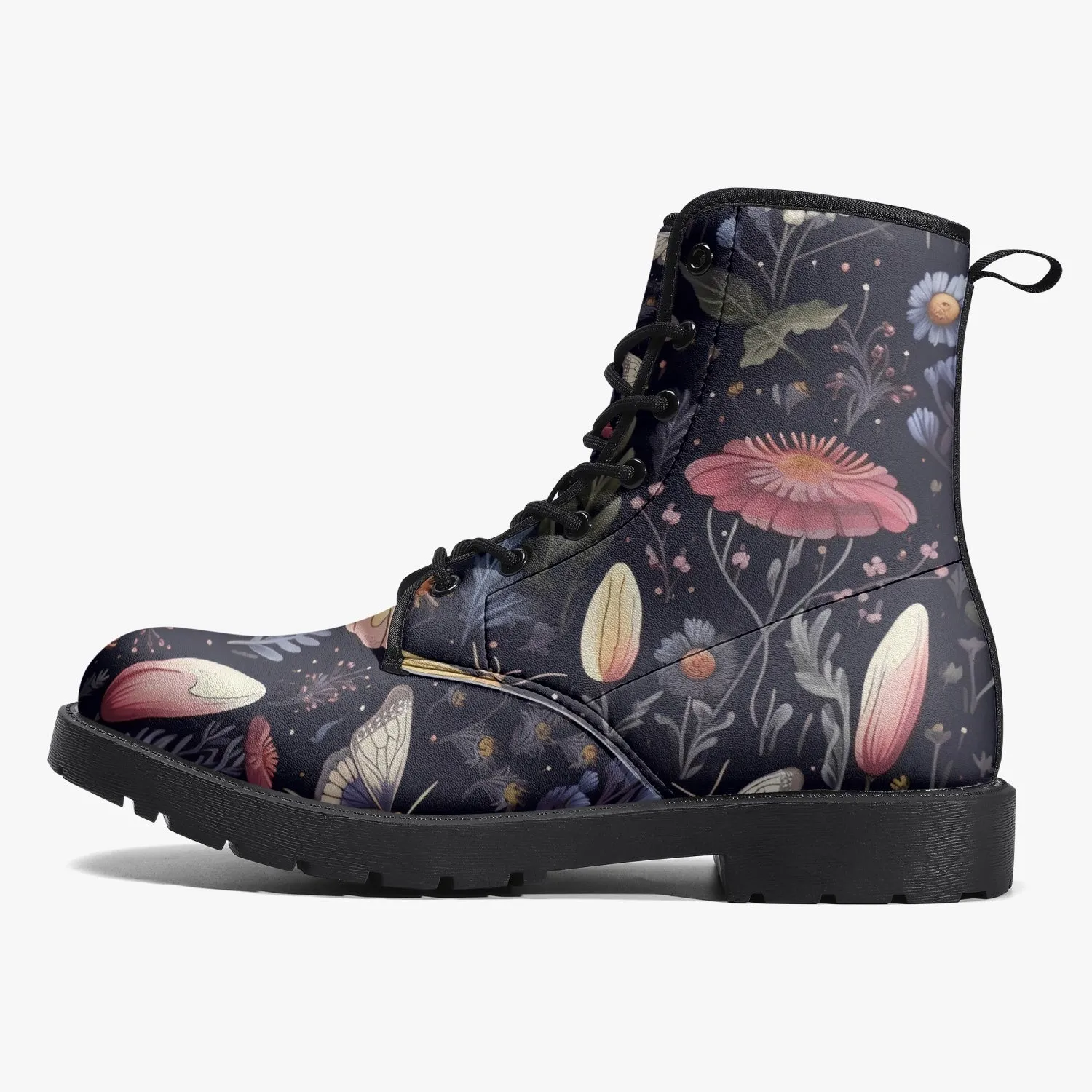 CottageCore Vegan Leather Boots - Floral ForestCore Boots (JPCC1)