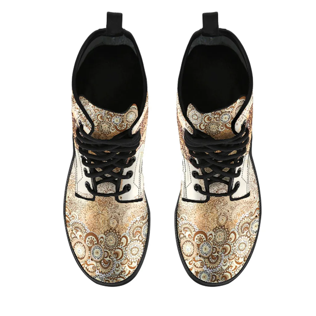 Dragonfly Paisley Handcrafted Women's Vegan Leather Combat Boots