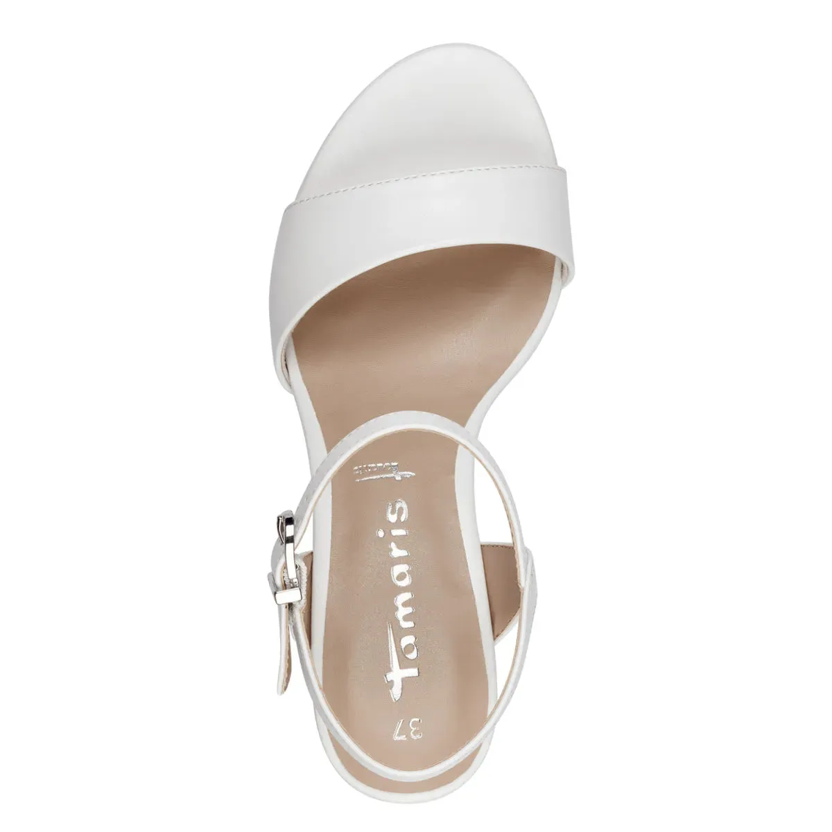 Elegant White Occasionwear Sandals by Tamaris - Adjustable Strap