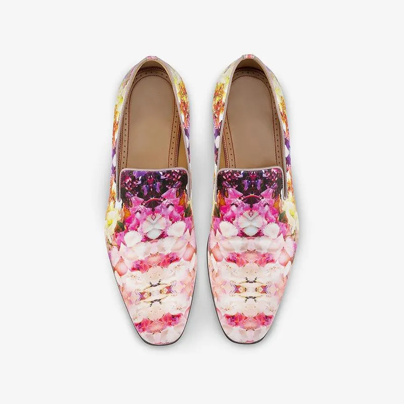 Flat Multicolor Loafers Flower Slip-ons