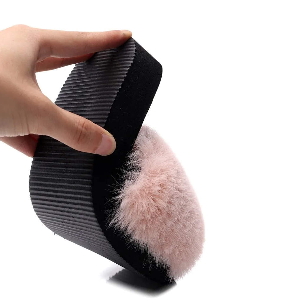 Fur Non-Slip Wedge Open Toe Slippers