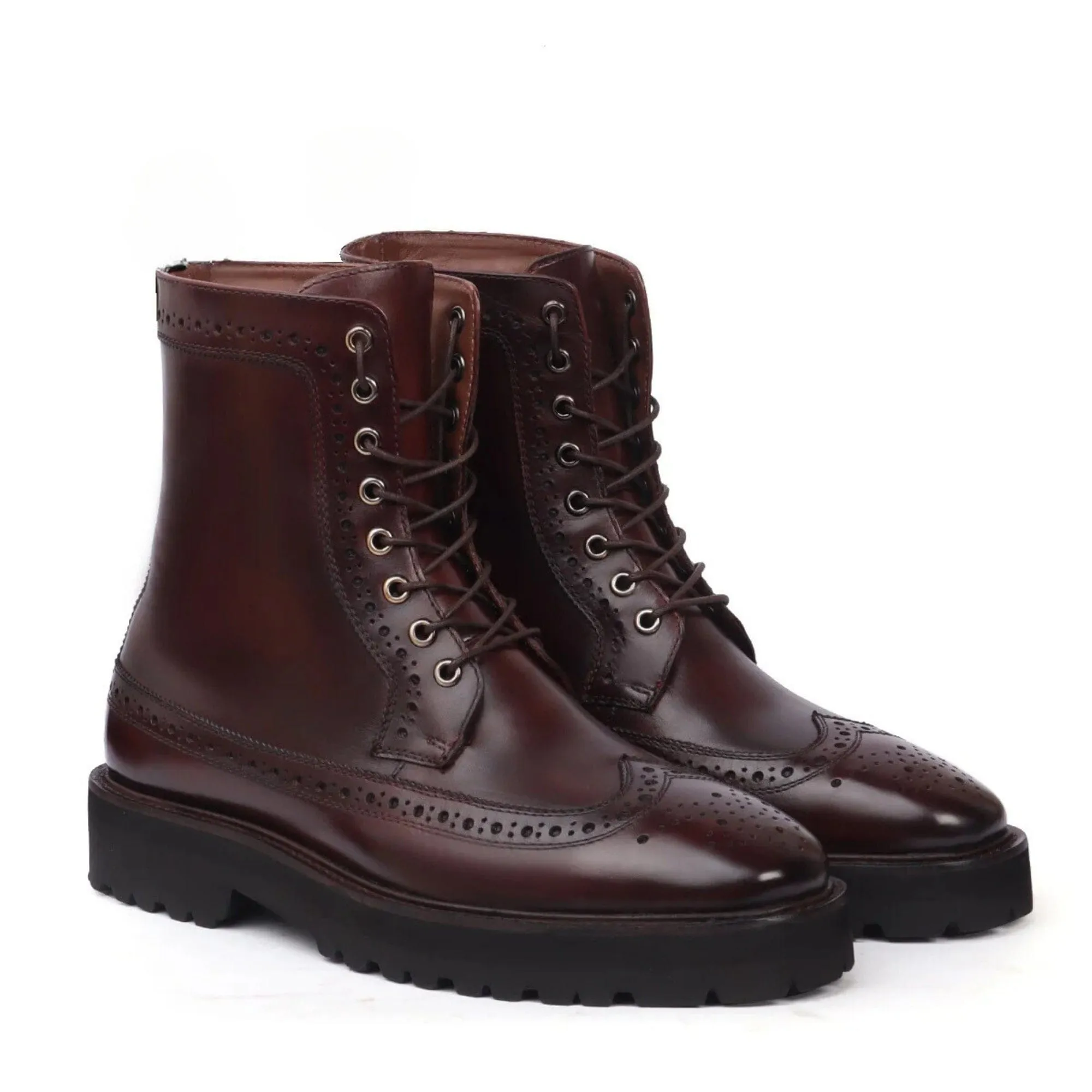 Handmade Custom Oxblood Calf Leather Mens Boot