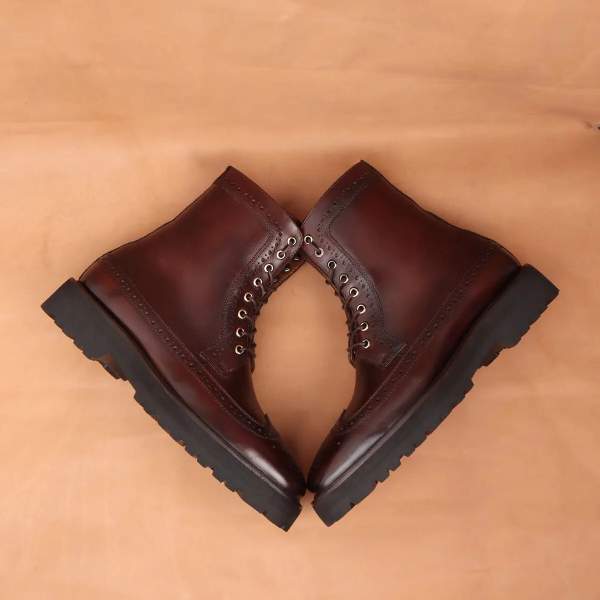 Handmade Custom Oxblood Calf Leather Mens Boot