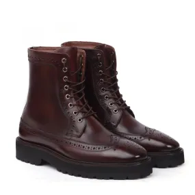 Handmade Custom Oxblood Calf Leather Mens Boot