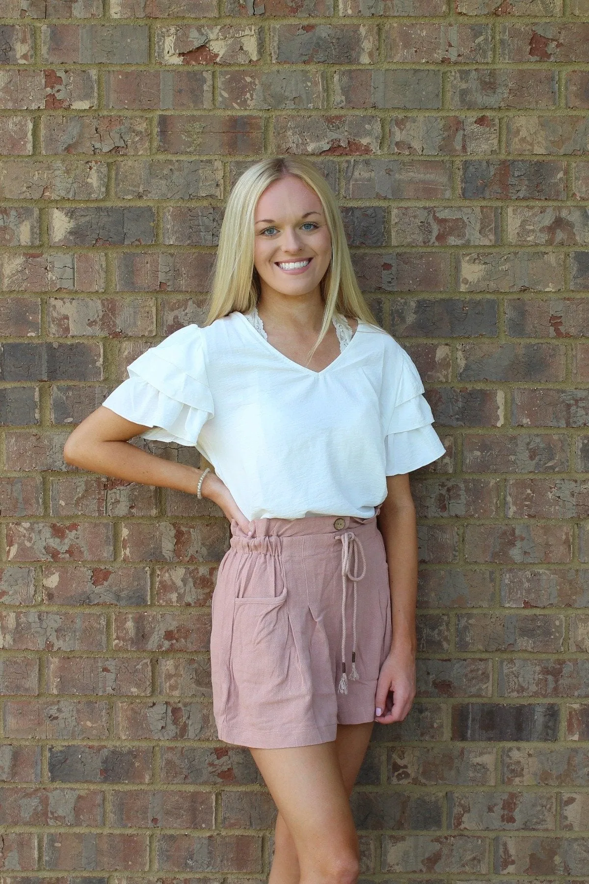 High Waist Paper Bag Shorts by Easel Clothing
