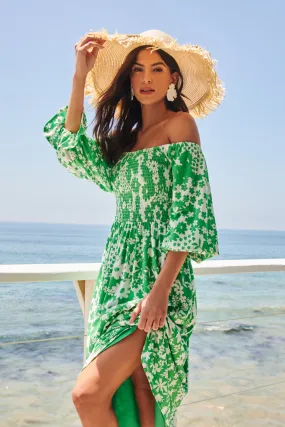 Kennedy Floral Denni Smocked Midi Dress
