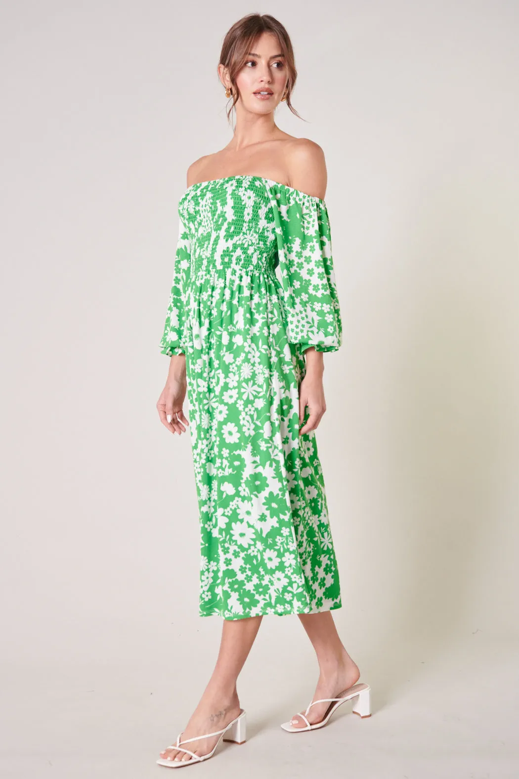 Kennedy Floral Denni Smocked Midi Dress