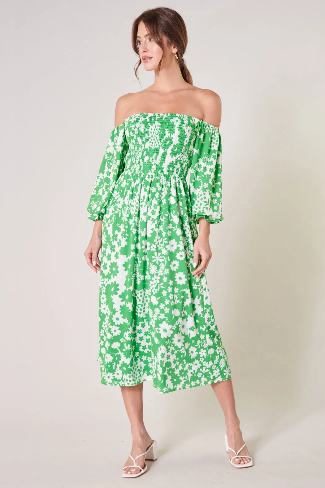Kennedy Floral Denni Smocked Midi Dress