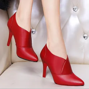 Leather Pointed Toe Ankle Boots