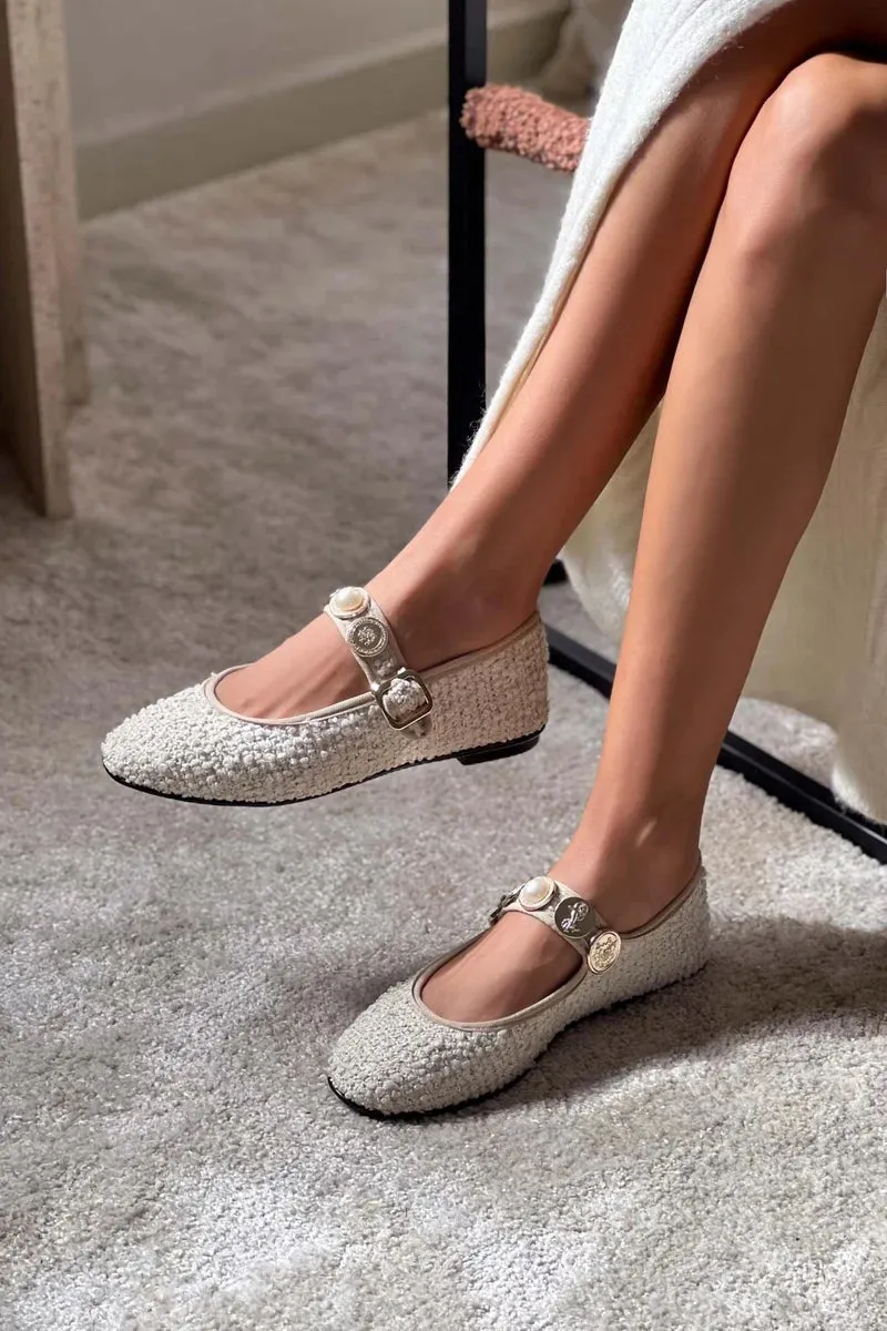 Meelo Metallic Button Flats