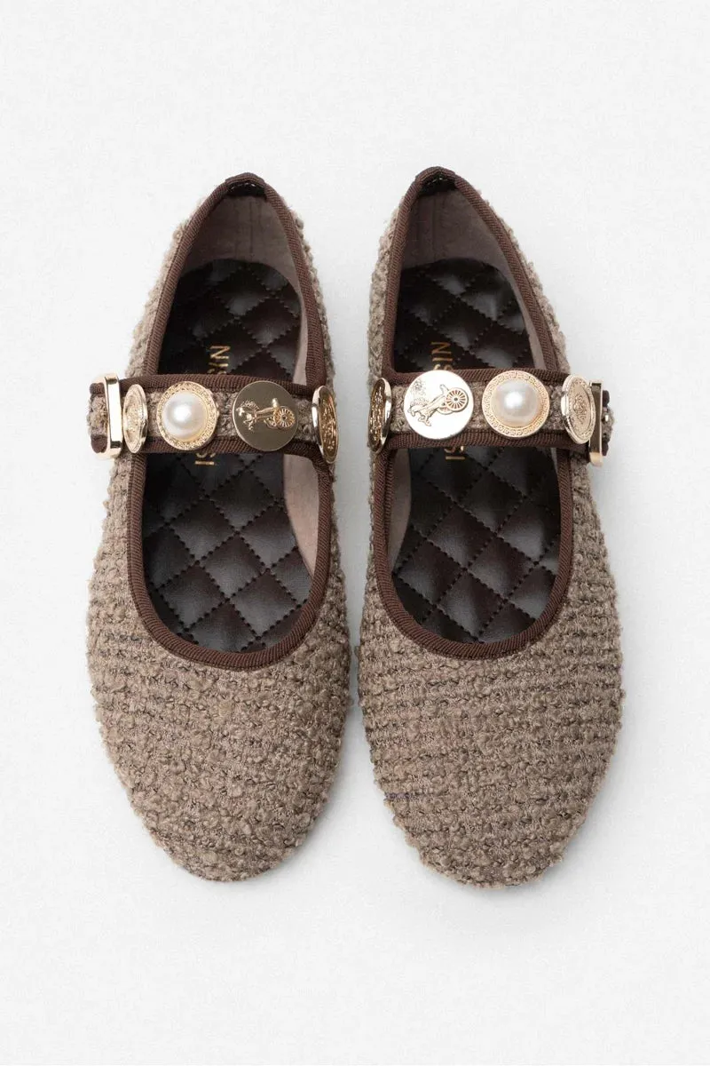Meelo Metallic Button Flats