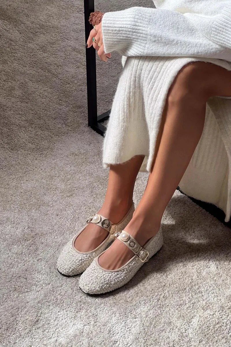 Meelo Metallic Button Flats