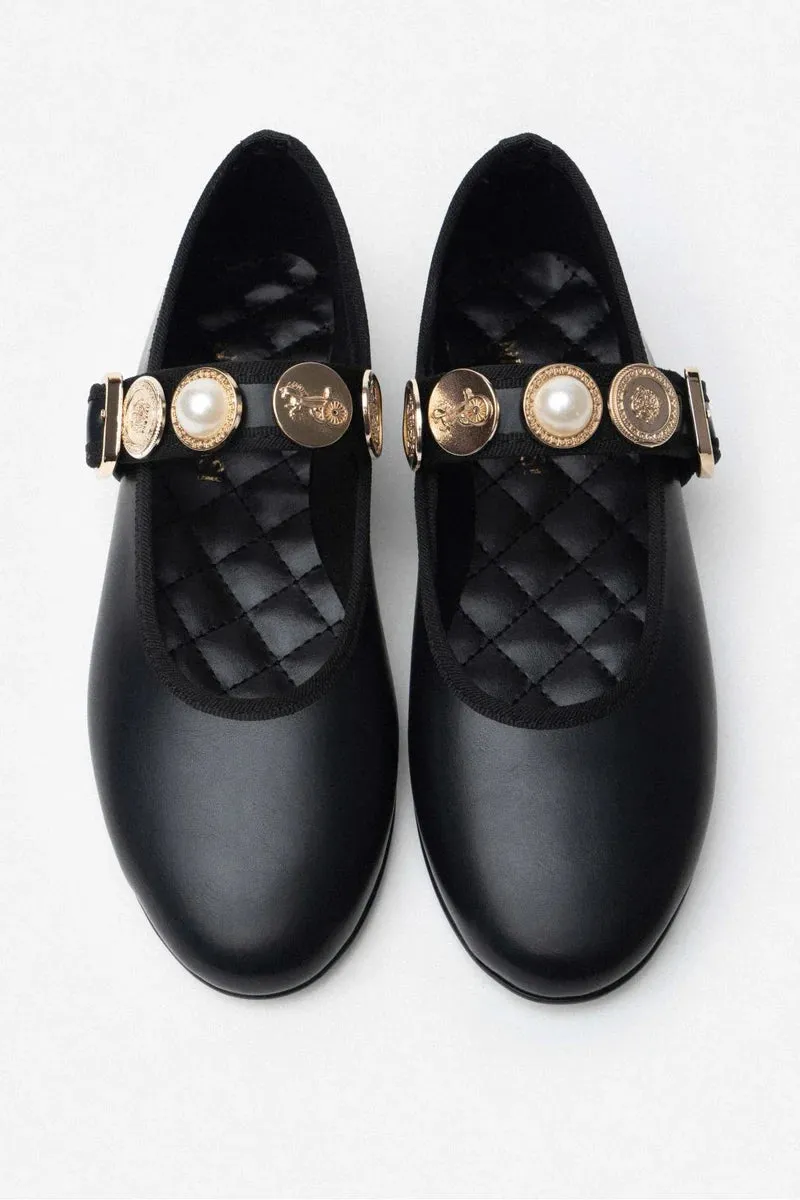 Meelo Metallic Button Flats