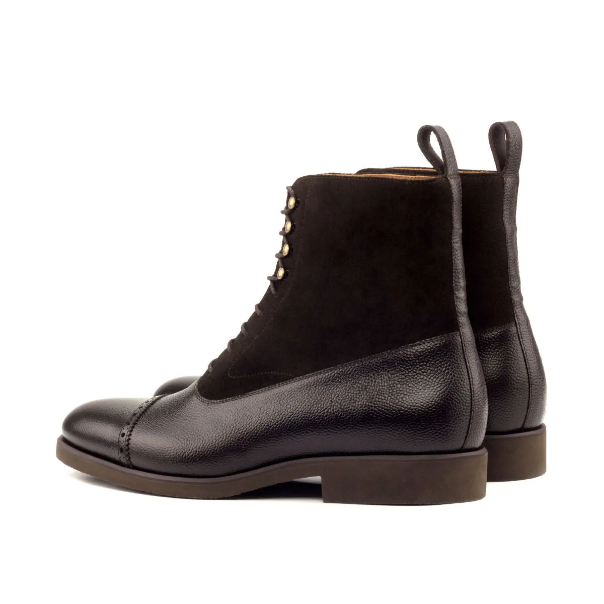 Men's Balmoral Leather Boots Wide Plus Size Dark Brown 2764