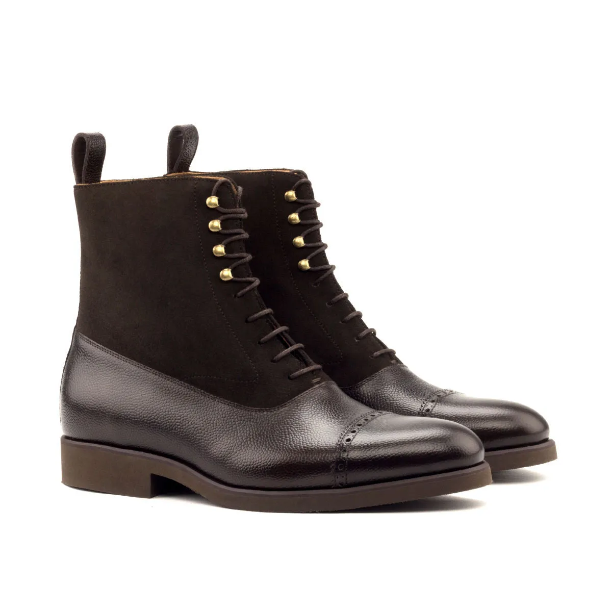 Men's Balmoral Leather Boots Wide Plus Size Dark Brown 2764