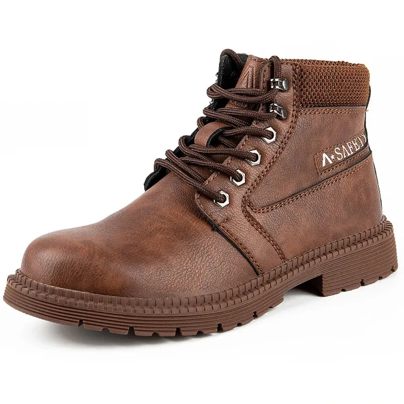 Men's Waterproof Work Boots - Leather Safety Shoes with Steel Toe, Winter-Ready & Indestructible