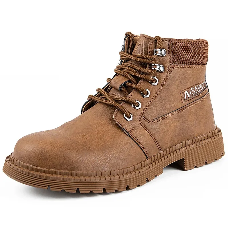 Men's Waterproof Work Boots - Leather Safety Shoes with Steel Toe, Winter-Ready & Indestructible