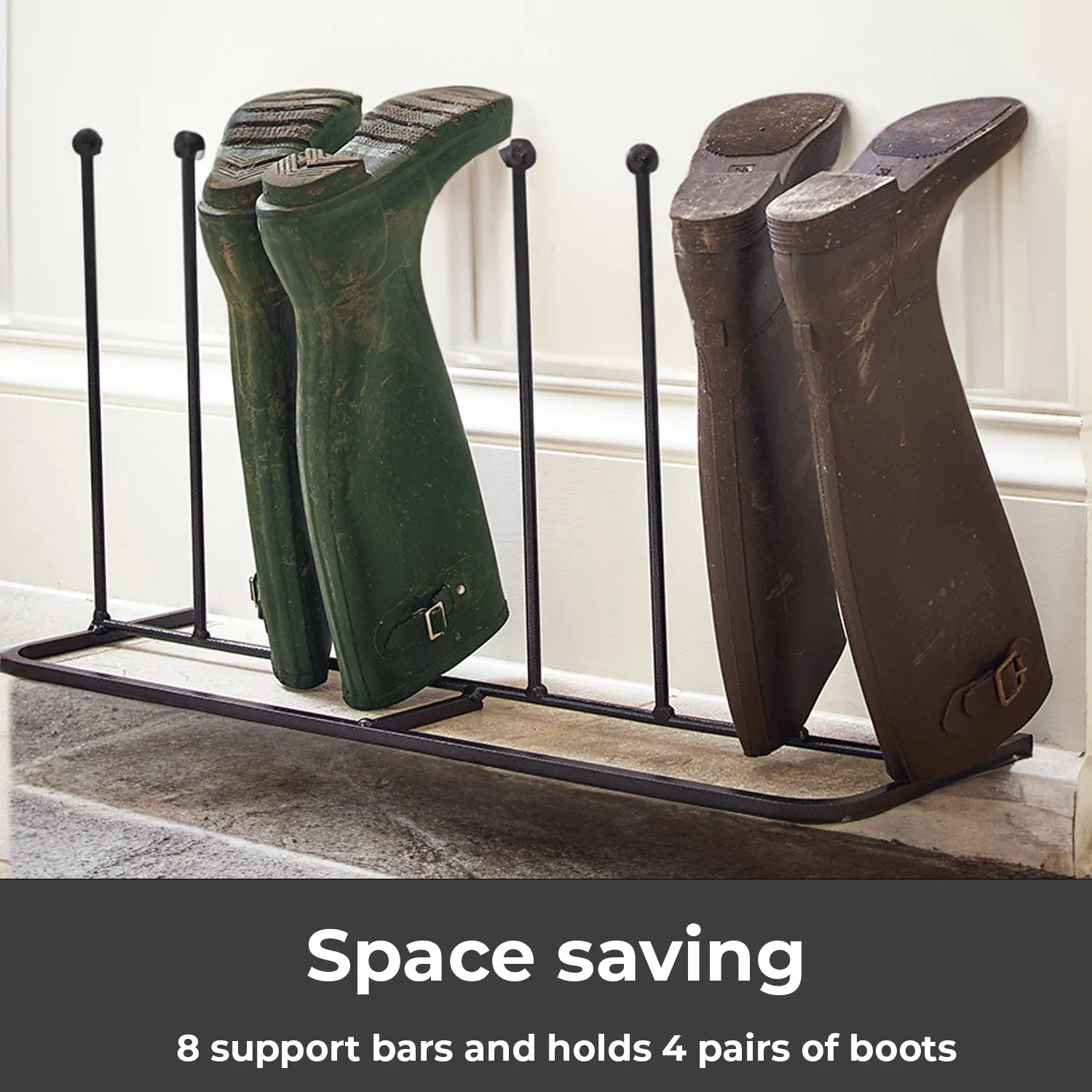 Neo Steel Black Powder Coated Boot Rack - Holds 4 Pairs