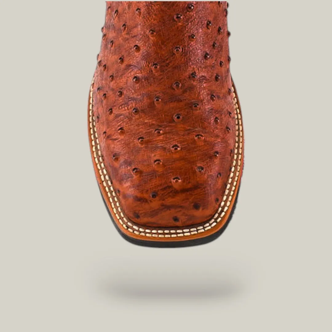 Ostrich Print Cogñac Composite Toe - E6022