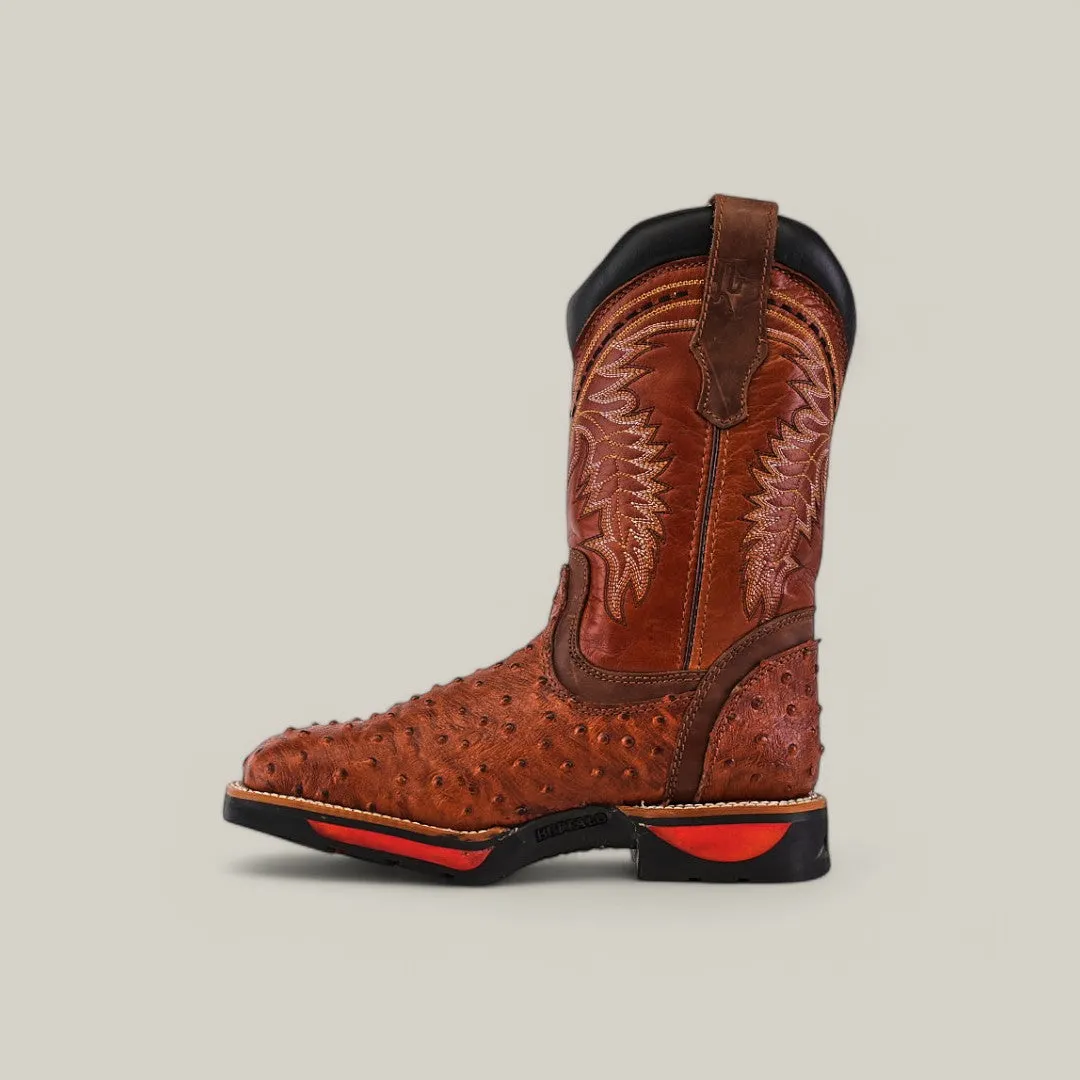 Ostrich Print Cogñac Composite Toe - E6022
