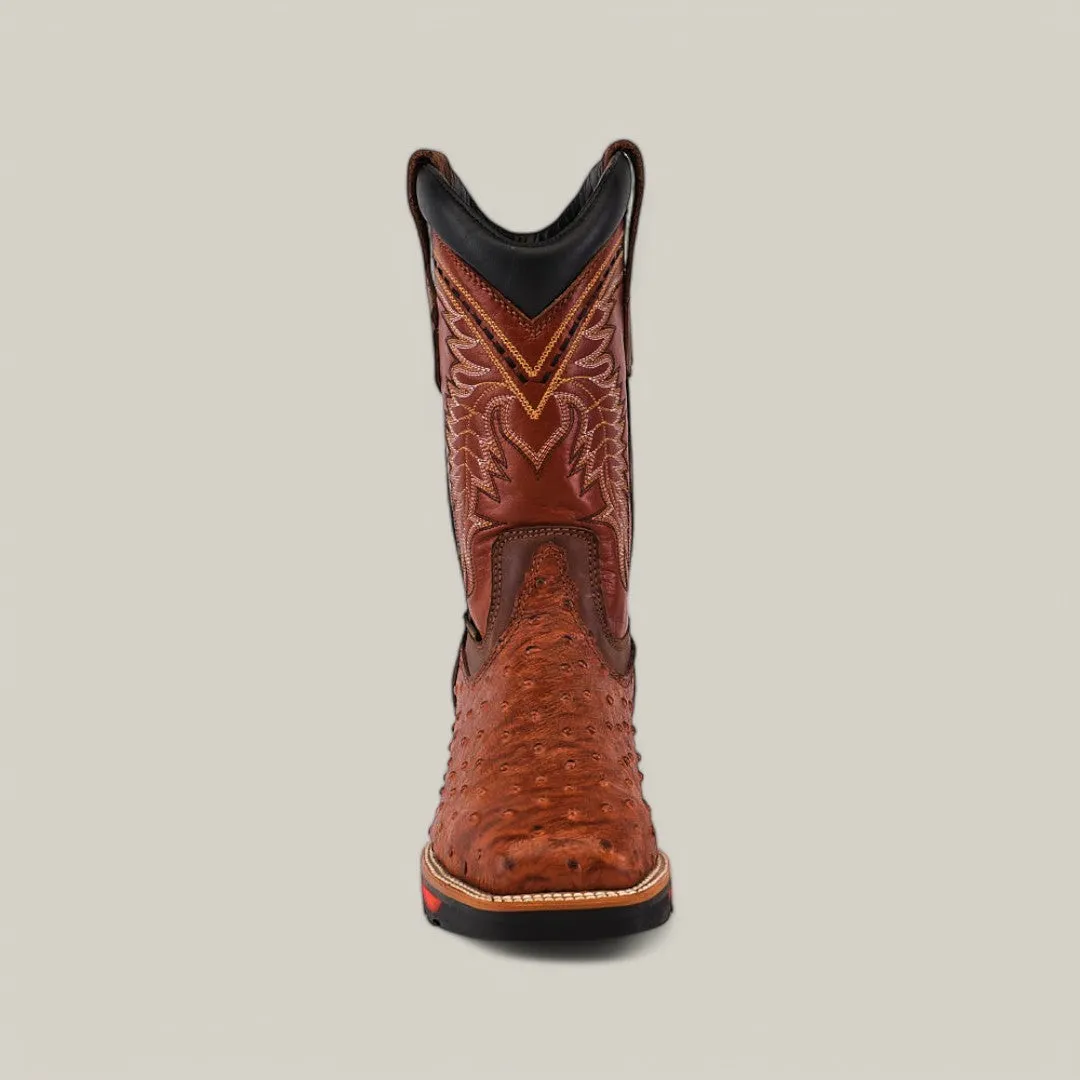 Ostrich Print Cogñac Composite Toe - E6022