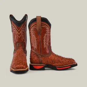 Ostrich Print Cogñac Composite Toe - E6022
