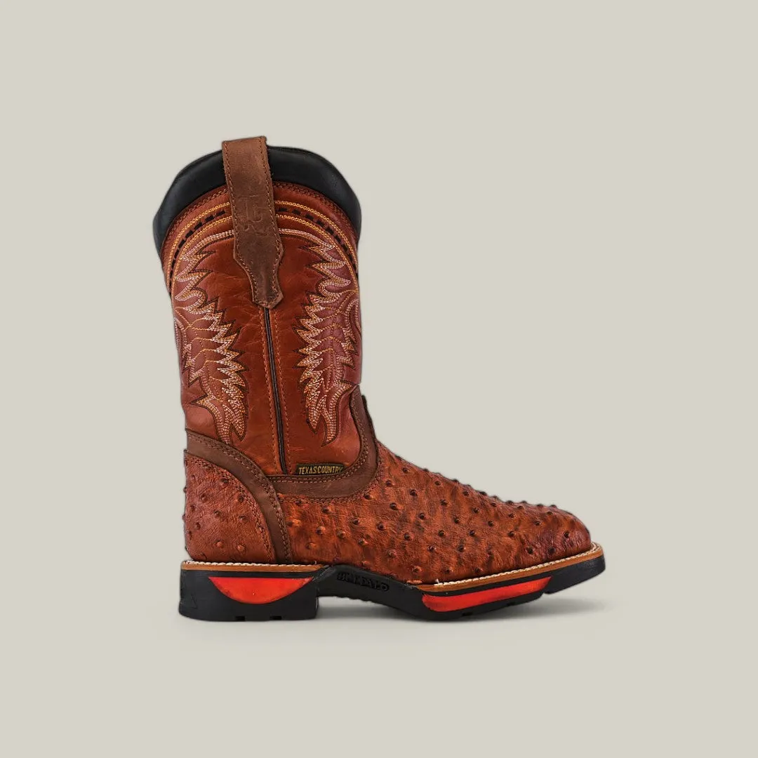 Ostrich Print Cogñac Composite Toe - E6022
