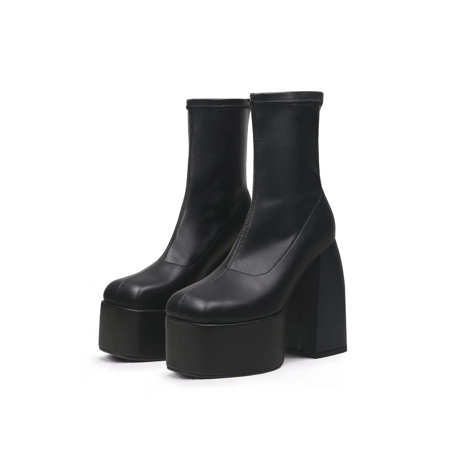 Rising Black Leather Platform Boots