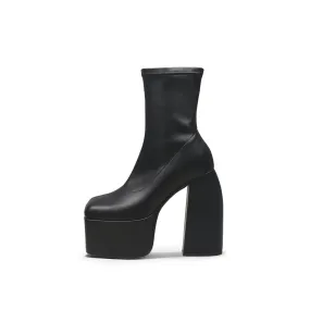 Rising Black Leather Platform Boots