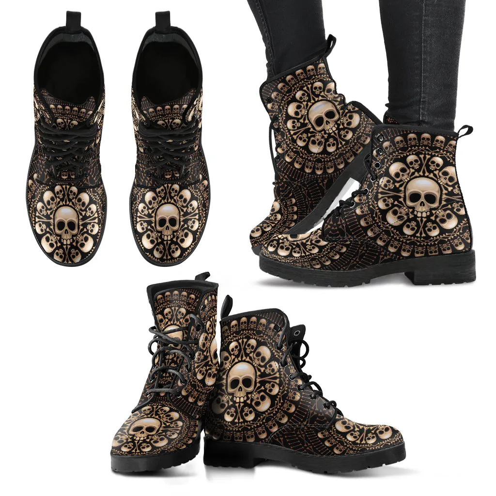 Skulls and Bones Women's Vegan Leather Combat Boots