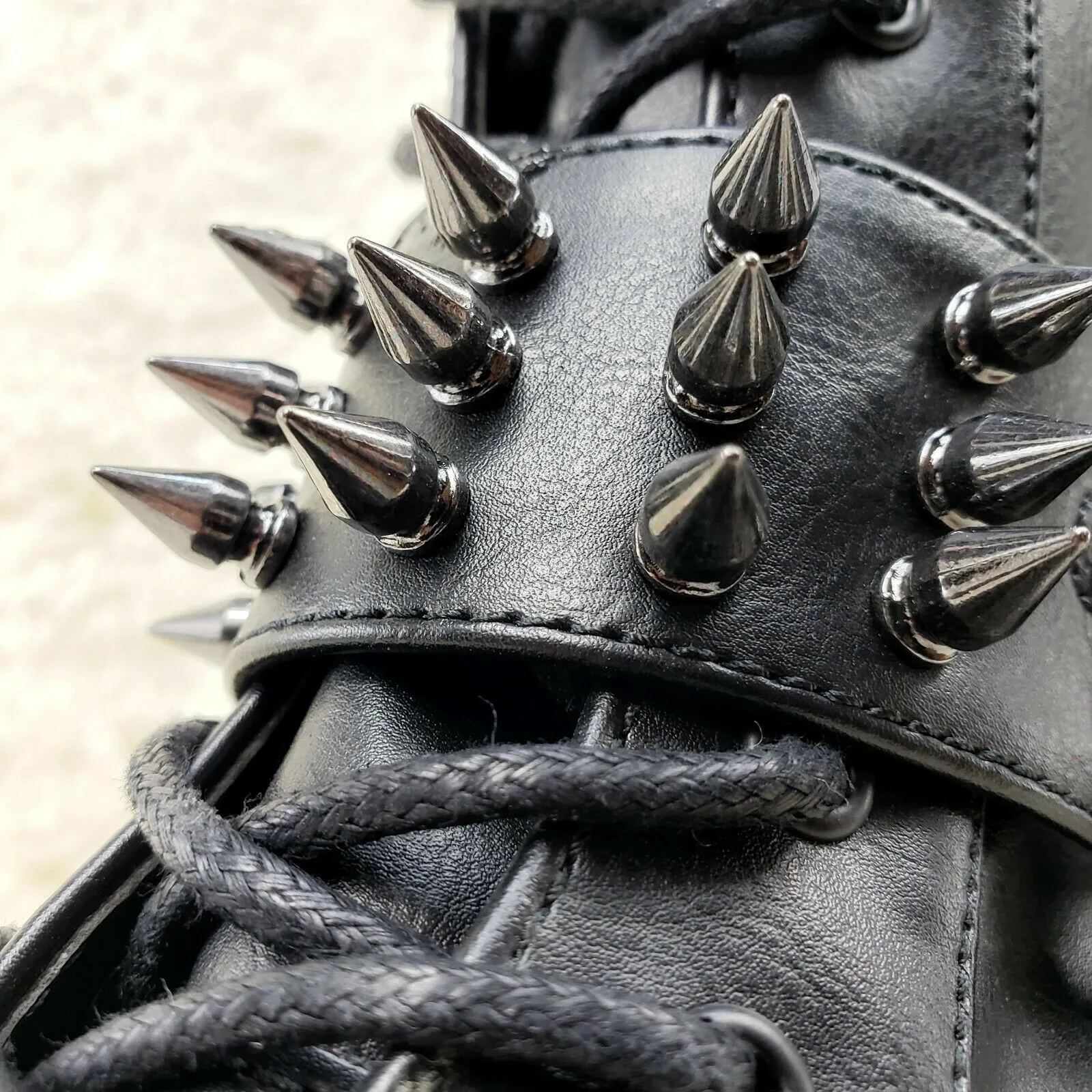 Swing 327 Black Knee Boot 5.5" Platform Studs & Spikes Goth Rave Boot Restock NY