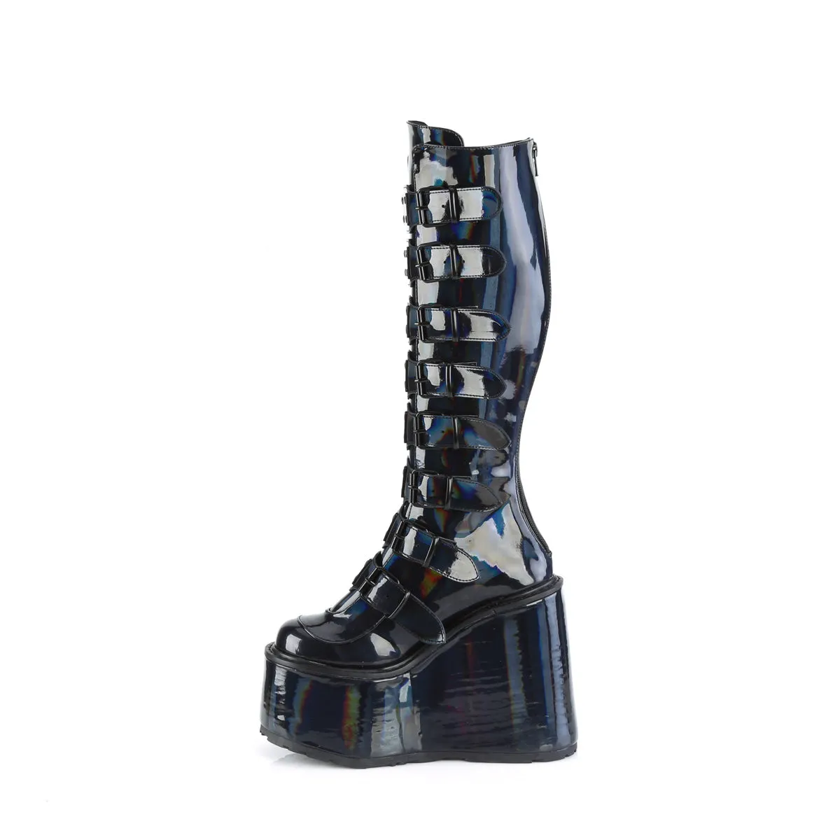 Swing 815 Black Hologram Platform Knee Boots