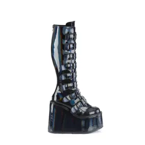Swing 815 Black Hologram Platform Knee Boots