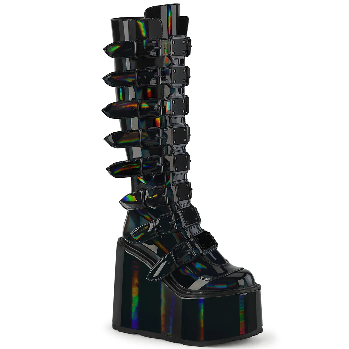 Swing 815 Black Hologram Platform Knee Boots