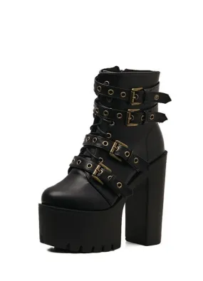 USS Shoes Roswel Women's Black Platform Ankle Boots