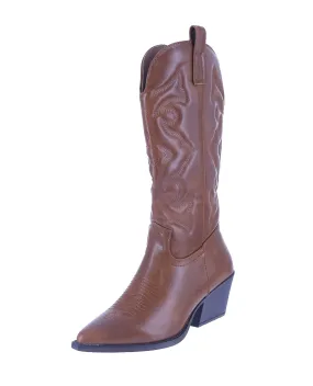 WOMAN'S SHOES TAN PU LEATHER BOOTS ELK-1