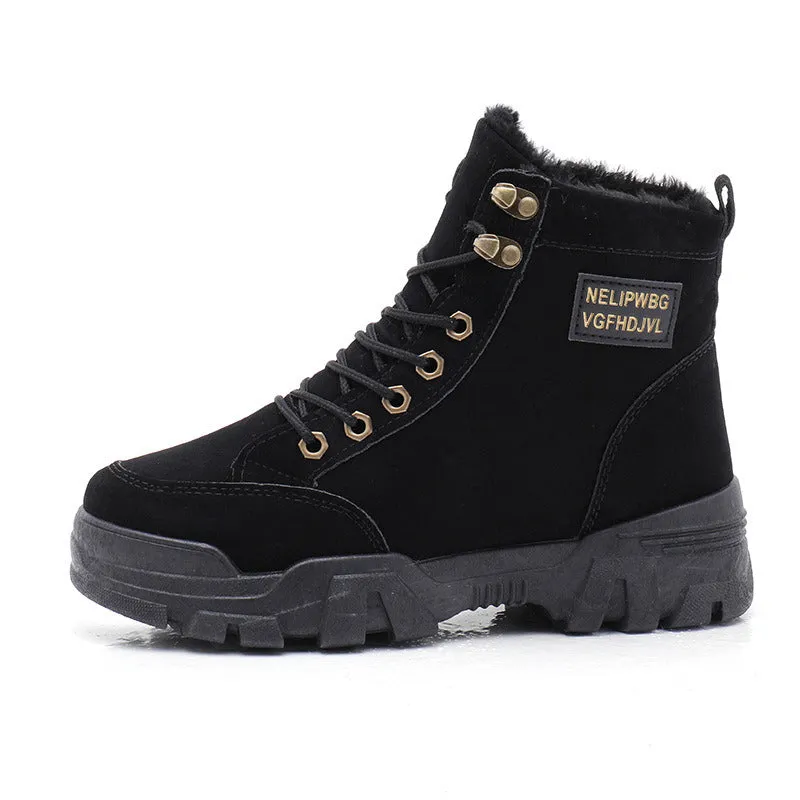 Women Snow Boots Beige Plush Warm Fur Causal Boots Shoes