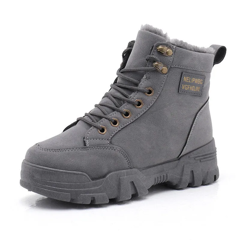 Women Snow Boots Beige Plush Warm Fur Causal Boots Shoes