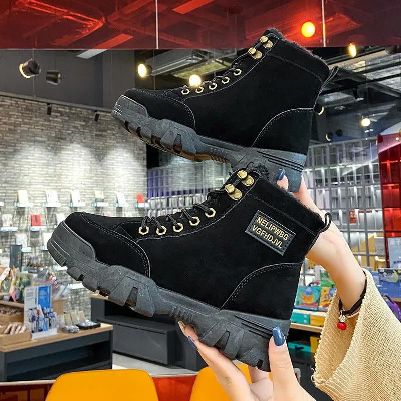 Women Snow Boots Beige Plush Warm Fur Causal Boots Shoes