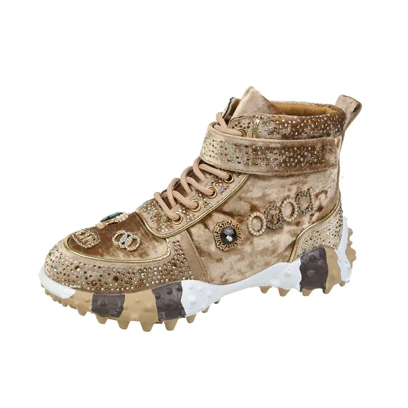 Women's Breathable Low Top Lace Up sneakers Casual Water Diamond Luxury Shoes