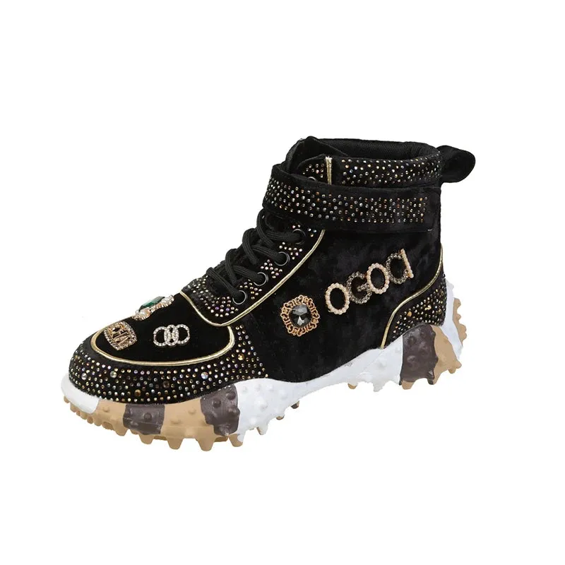 Women's Breathable Low Top Lace Up sneakers Casual Water Diamond Luxury Shoes
