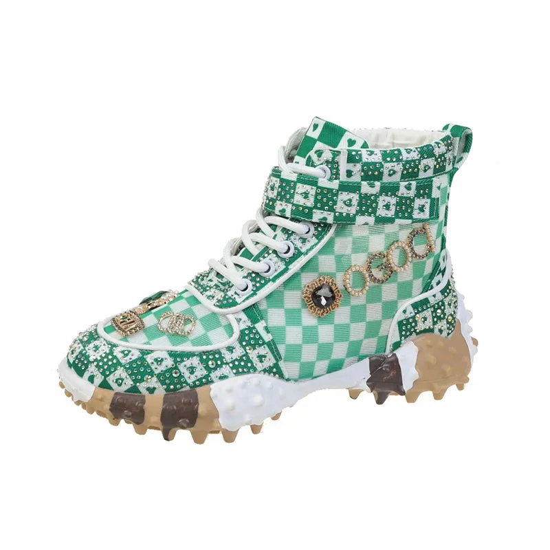 Women's Breathable Low Top Lace Up sneakers Casual Water Diamond Luxury Shoes